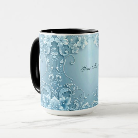 Blue Decorative Floral Mug (Devant gauche)