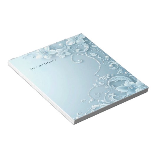 Blue Decorative Floral Notepad Notitieblok (Schuin)