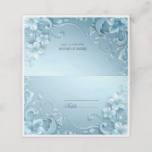 Blue Decorative Floral Place Card (Buitenkant ongevouwen)