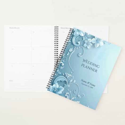 Blue Decorative Floral Planner (Devant avec enveloppe)