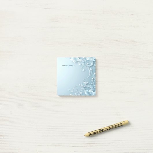 Blue Decorative Floral Post it Notes (Op bureau)