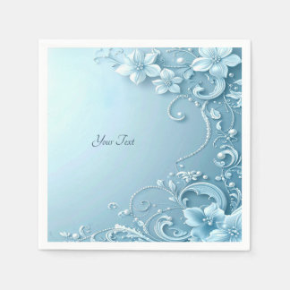 Blue Decorative Floral Servet