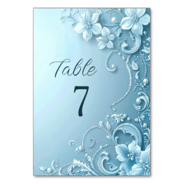 Blue Decorative Floral Table Number Kaart