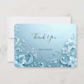 Blue Decorative Floral Thank You Card Bedankkaart (Voorkant)