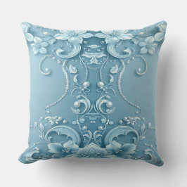 Blue Decorative Floral Throw Pillow Kussen