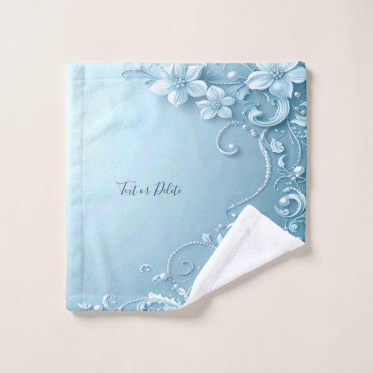 Blue Decorative Floral Towel Set (Gant de toilette)