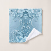 Blue Decorative Floral Towel Set (Gant de toilette)