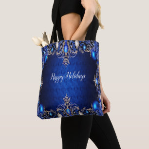 Blue Decorative Holiday Canvas tas