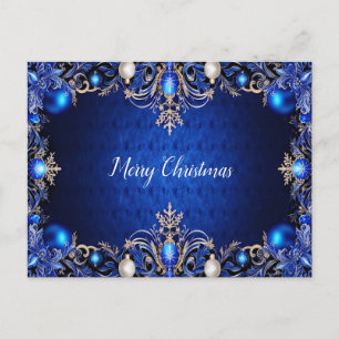 Blue Decorative Holiday Christmas Briefkaart