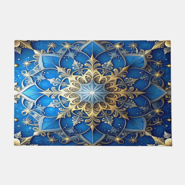 Blue Decorative Holiday Doormat Deurmat (Voorkant)