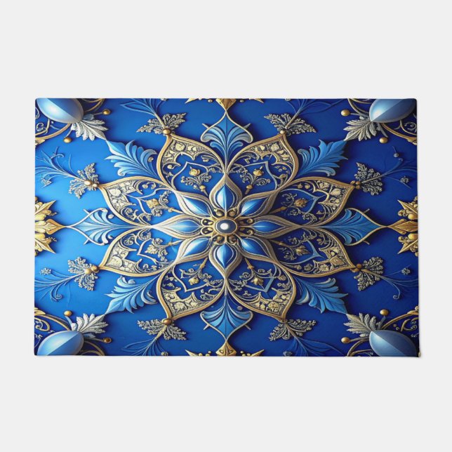 Blue Decorative Holiday Doormat Deurmat (Voorkant)
