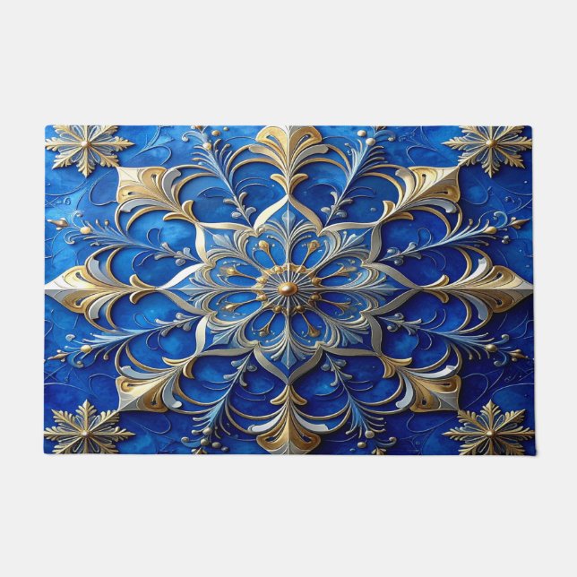 Blue Decorative Holiday Doormat Deurmat (Voorkant)