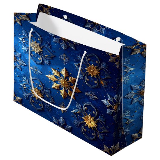 Blue Decorative Holiday Gift Bag Groot Cadeauzakje (Voorkant Gekanteld)