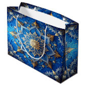 Blue Decorative Holiday Gift Bag Groot Cadeauzakje (Achterkant Gekanteld)