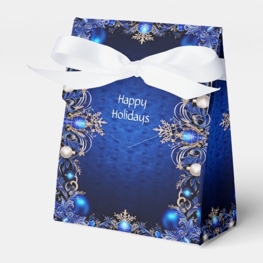Blue Decorative Holiday Gift Box Bedankdoosjes (Voorkant Zijde)