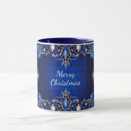 Blue Decorative Holiday Mok (Midden)