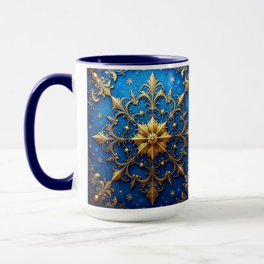 Blue Decorative Holiday Mug (Gauche)