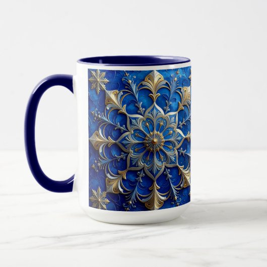 Blue Decorative Holiday Mug (Gauche)