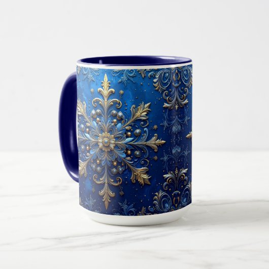 Blue Decorative Holiday Mug (Devant gauche)