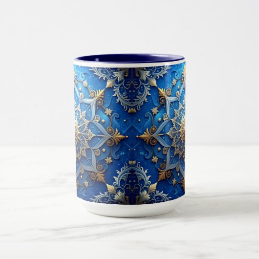 Blue Decorative Holiday Mug Mok (Midden)