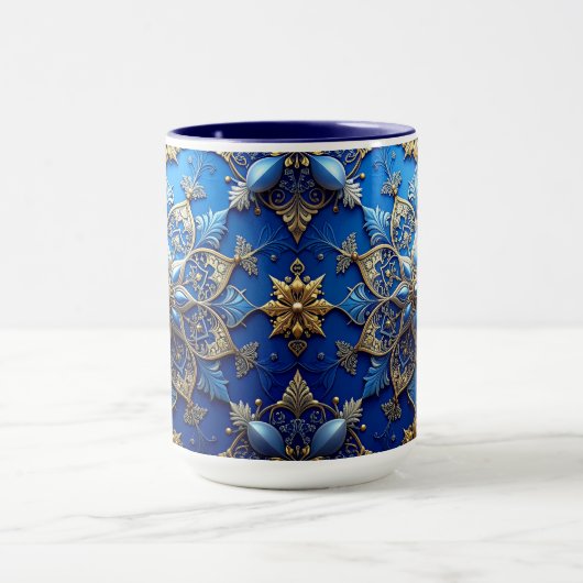 Blue Decorative Holiday Mug Mok (Midden)