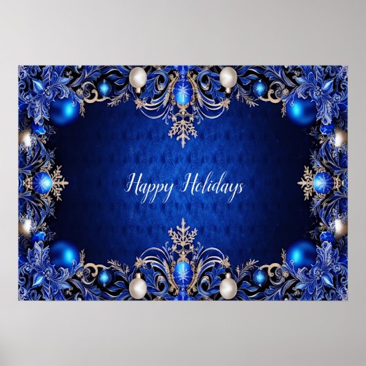 Blue Decorative Holiday Poster (Voorkant)