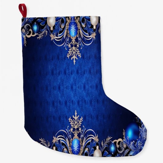 Blue Decorative Holiday Stocking Grote Kerstsok (Voorkant)