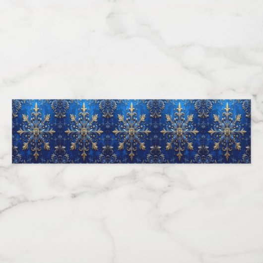 Blue Decorative Holiday Waterfles Etiket (Enkel label)