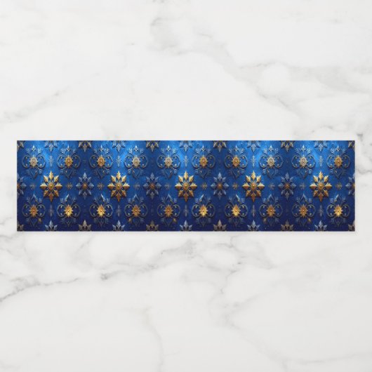 Blue Decorative Holiday Waterfles Etiket (Enkel label)