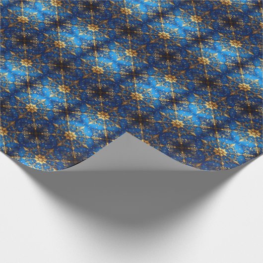 Blue Decorative Holiday Wrapping Paper Cadeaupapier (Hoek)