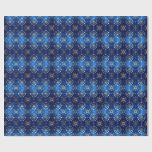 Blue Decorative Holiday Wrapping Paper Cadeaupapier (Vlak)