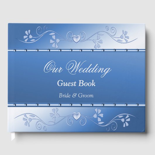 Blue Decorative Lijst Guest Book Gastenboek (Voorkant)