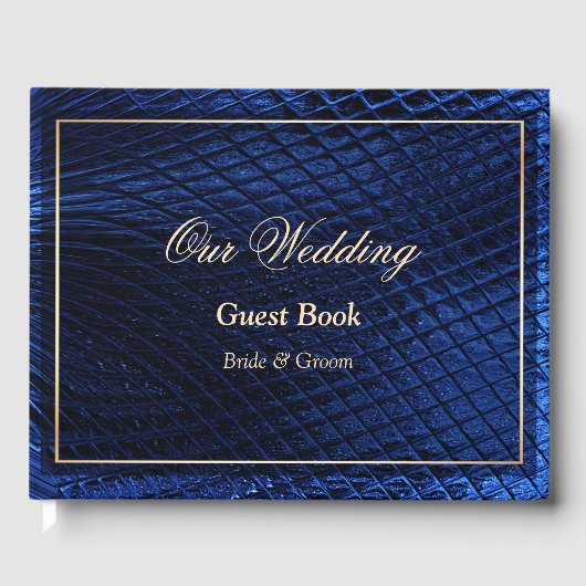 Blue Decorative Modern Abstract Guest Book Gastenboek (Voorkant)