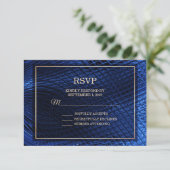 Blue Decorative Modern Abstract Wedding RSVP Kaart (Staand voorkant)