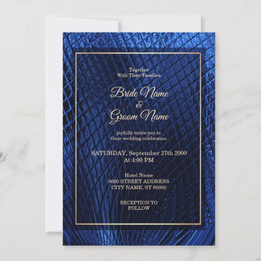 Blue Decorative Modern Abstract Wedding Uitnodigin Kaart (Voorkant)