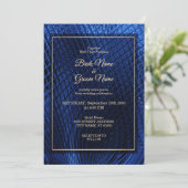 Blue Decorative Modern Abstract Wedding Uitnodigin Kaart (Staand voorkant)