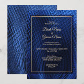 Blue Decorative Modern Abstract Wedding Uitnodigin Kaart (Voorkant / Achterkant)