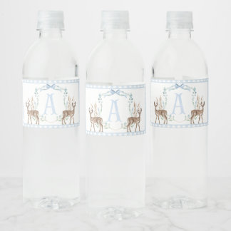 Blue Deer Baby shower Waterflesetiketten Waterfles Etiket