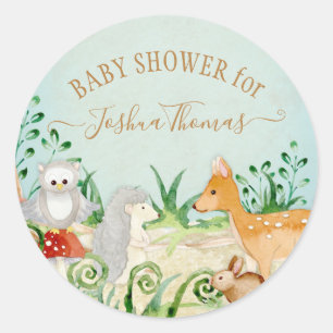 Blue Deer Fox Owl Woodland Forest Animal Foliage Ronde Sticker