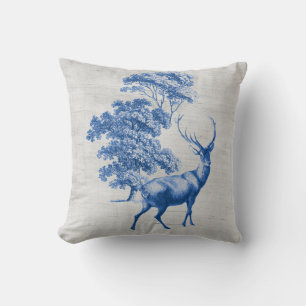 Blue Deer on Grey Canvas Grain Sack Sierkussen