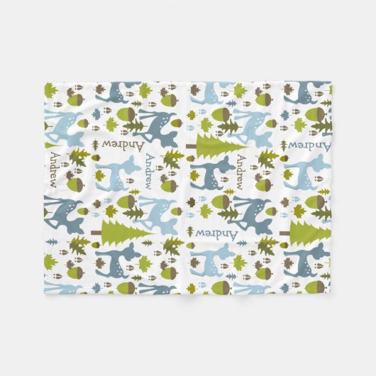 Blue Deer Personalized Fleece Deken (Voorkant (Horizontaal))