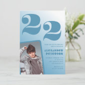 Blue dégradé 22e anniversaire invitations Lui Phot (Debout devant)