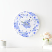 Blue Delft Floral Wall Clock Grote Klok (Huis)