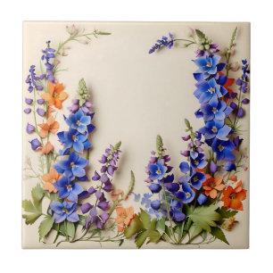Blue Delphinium Floral Tegeltje