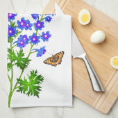 Blue Delphinium Larkspur Flowers American MoJo Kit Theedoek (Quarter Fold)