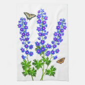 Blue Delphinium Larkspur Flowers American MoJo Kit Theedoek (Verticaal)