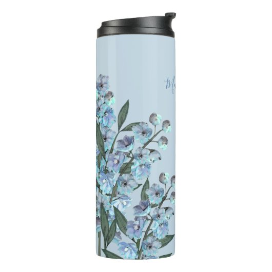 Blue Delphinium Thermal Tumbler Thermosbeker (Gedraaid links)
