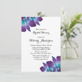 Blue Dendrobium Orchid Bridal Shower Kaart (Staand voorkant)