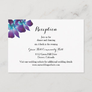Blue Dendrobium Orchid Wedding Reception Kaart