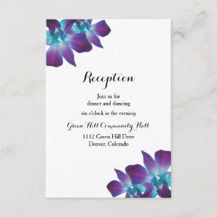 Blue Dendrobium Orchid Wedding Reception Kaart